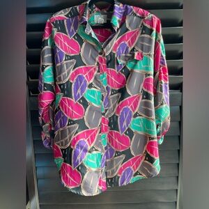 Colorful button up Silky Blouse by GP collections Size 18/20